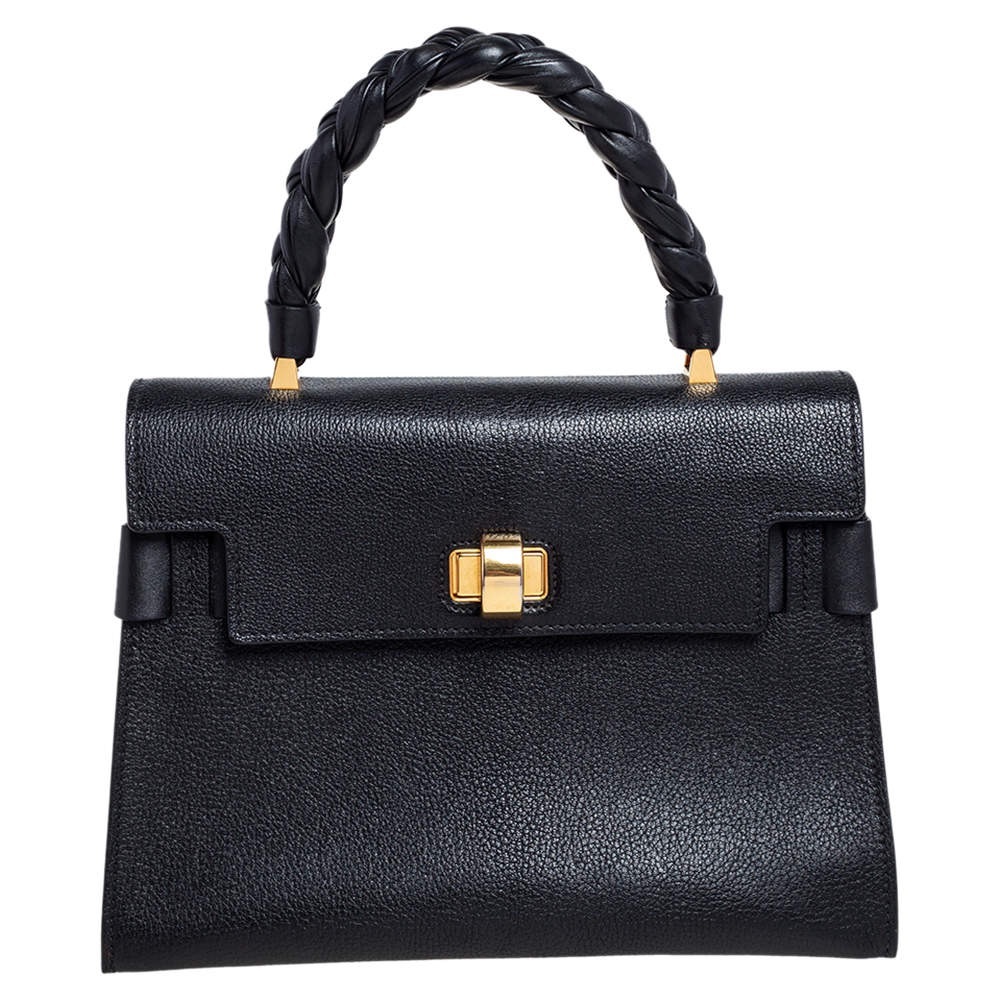 Miu Miu - Madras leather click braided top handle (Black)